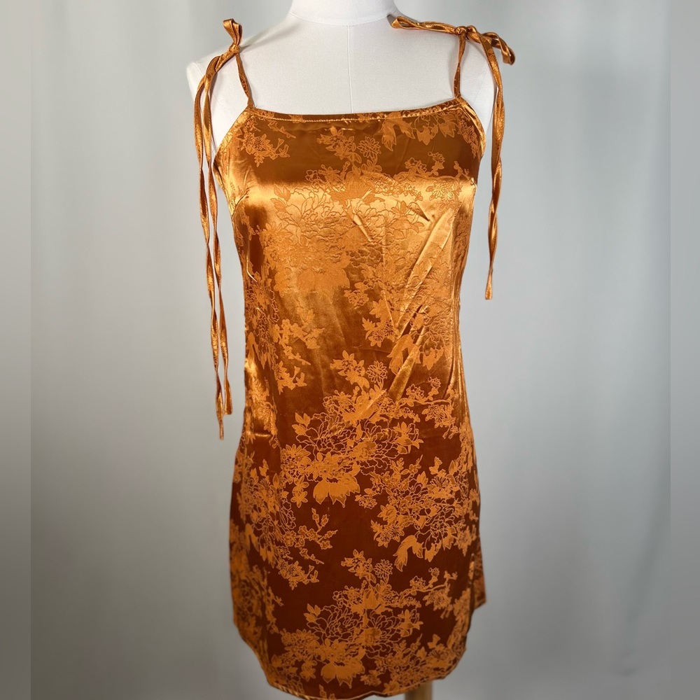 Silky Gold Paisley Dress